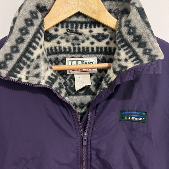 Vintage LL BEAN Purple Fleece Lined Warm Up Jacket size - Picture 2 of 5